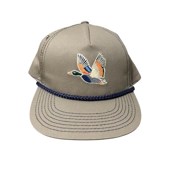 Burlebo Tan Embroidered Flying Mallard Duck Rope Paddy Cap Snapback Mens OS - Picture 1 of 6
